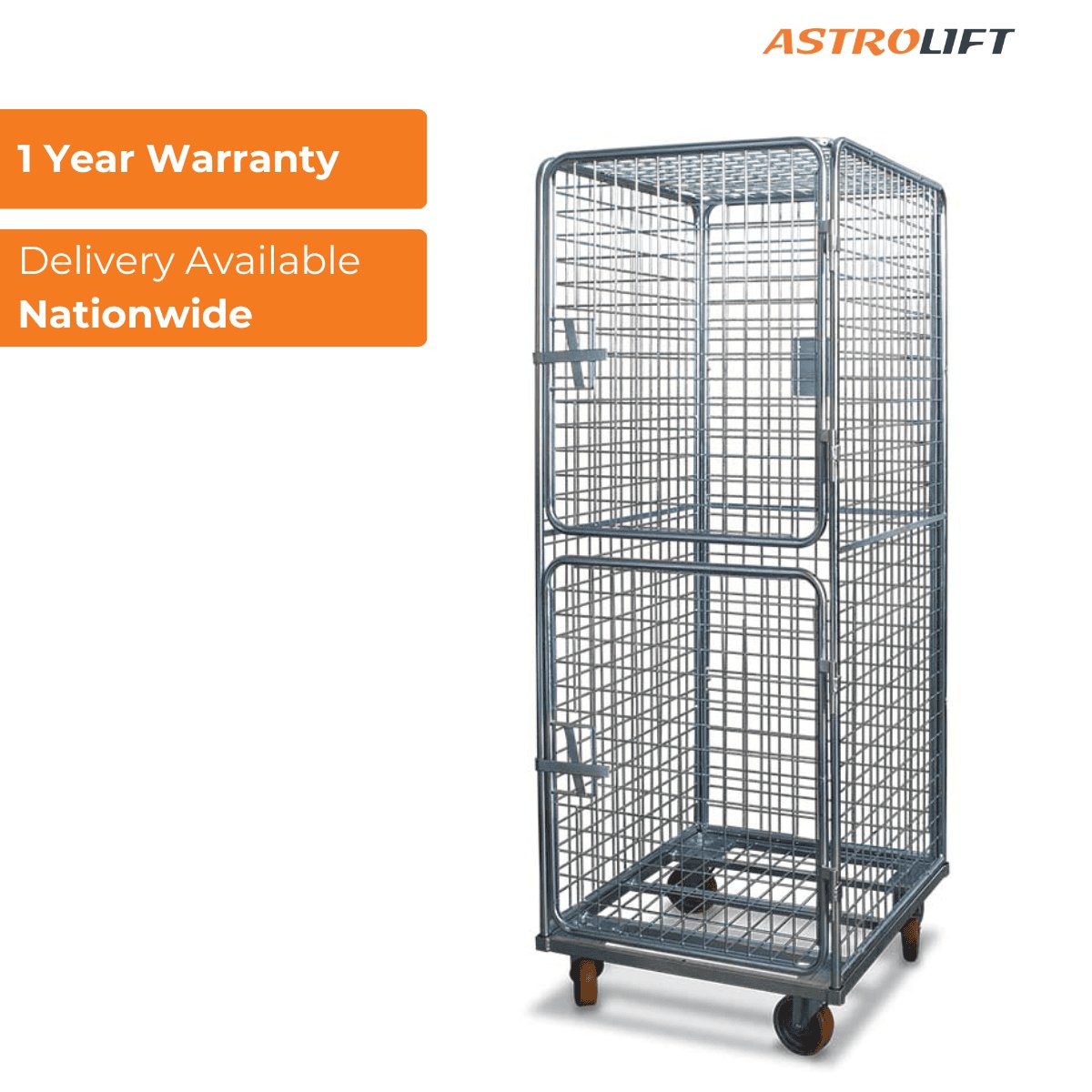 Buy Cage Trolley (Dual door - horizontal with roof) in Cage Trolley from Astrolift NZ